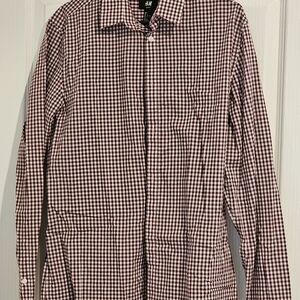 H&M Men's Gingham Shirt - Red and White